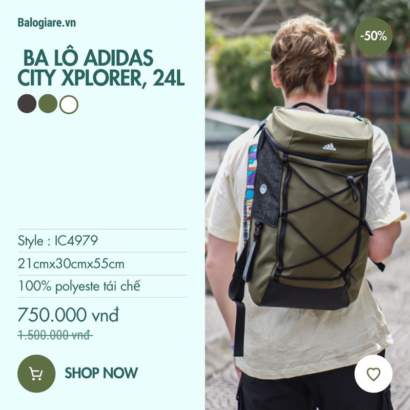 Balo nam thể thao, du lịch Adidas City Xplorer; balo đi học; balo đi chơi; balo laptop; balo