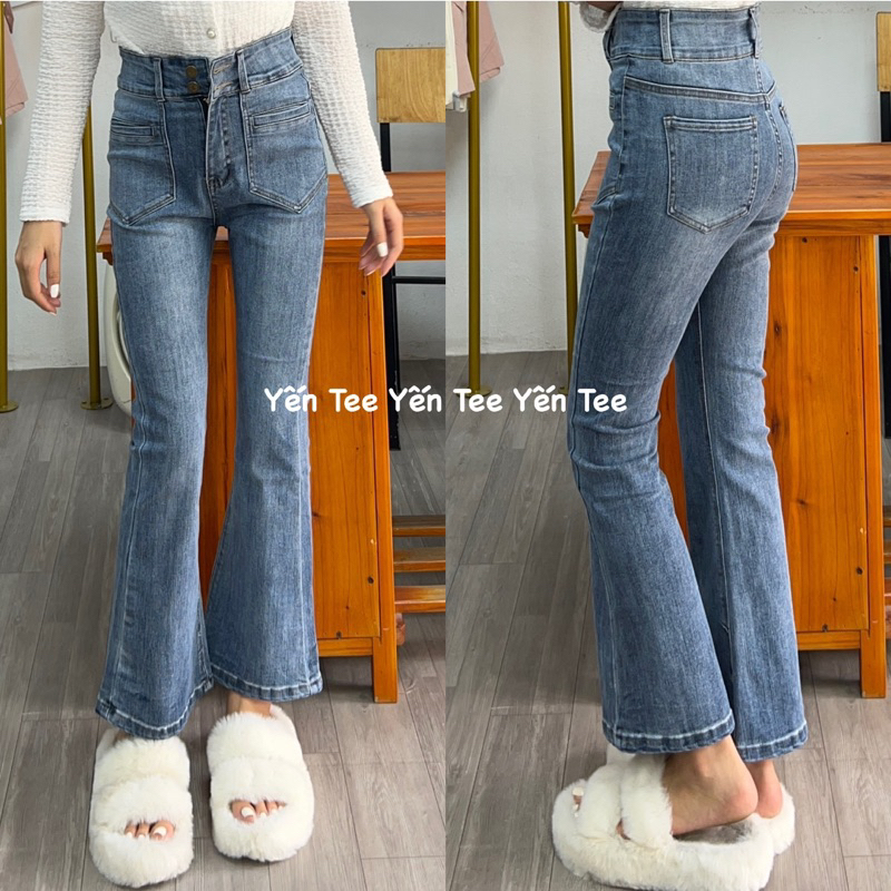 Quần ống Loe túi to mới 2023, Quần jeans nữ,quần đi học