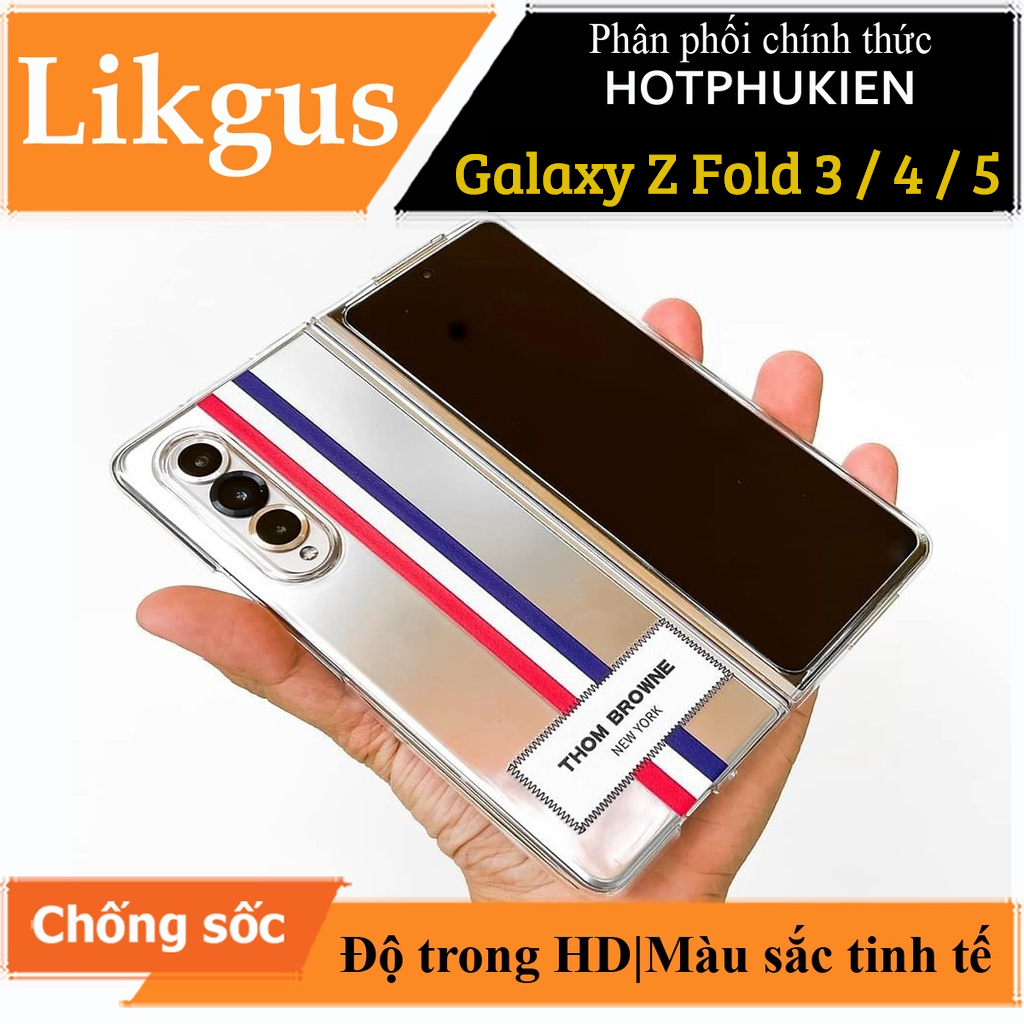 Ốp lưng chống sốc trong suốt Likgus Thom Brow 3 sọc màu cho Samsung Galaxy Z Fold 3 / Z Fold 4 zFold 5