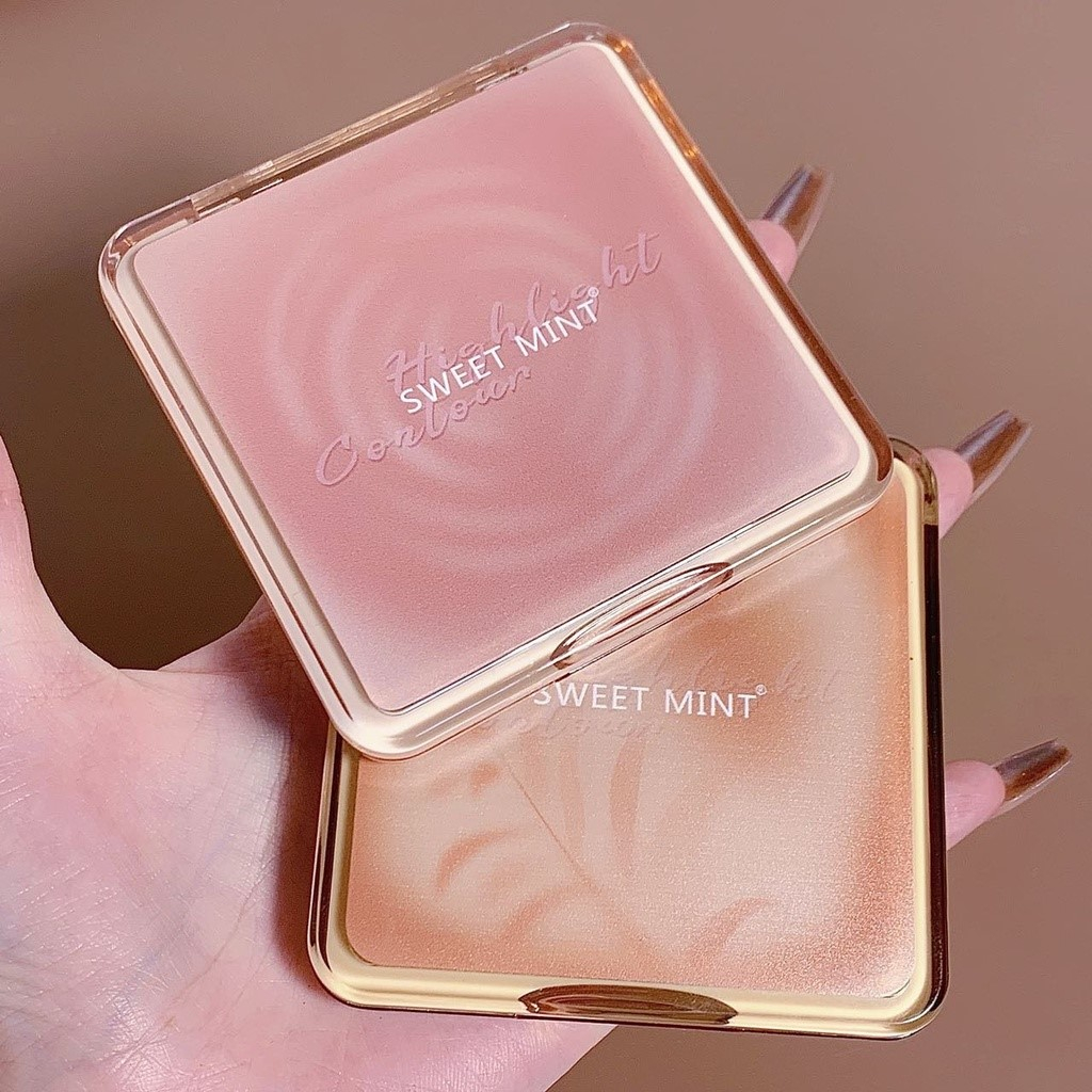 Phấn bắt sáng SWEET MINT tạo khối, highlight 4 ô màu tạo khuôn makeup đa dạng phong cách Cao Cấp