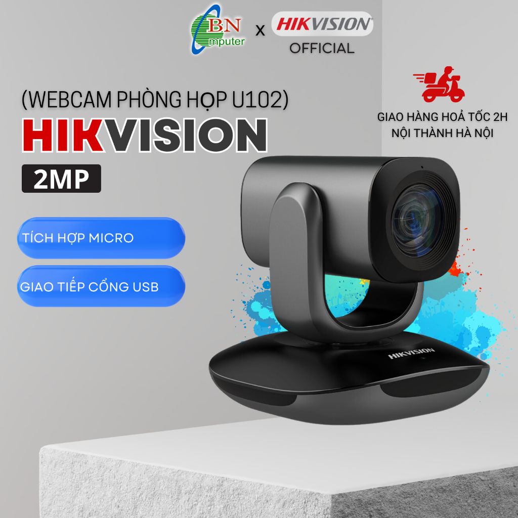 Webcam Hikvision DS U102 chuyên dụng phòng họp lớn, hội nghị cao cấp, có điều khiển, zoom số DS-U102