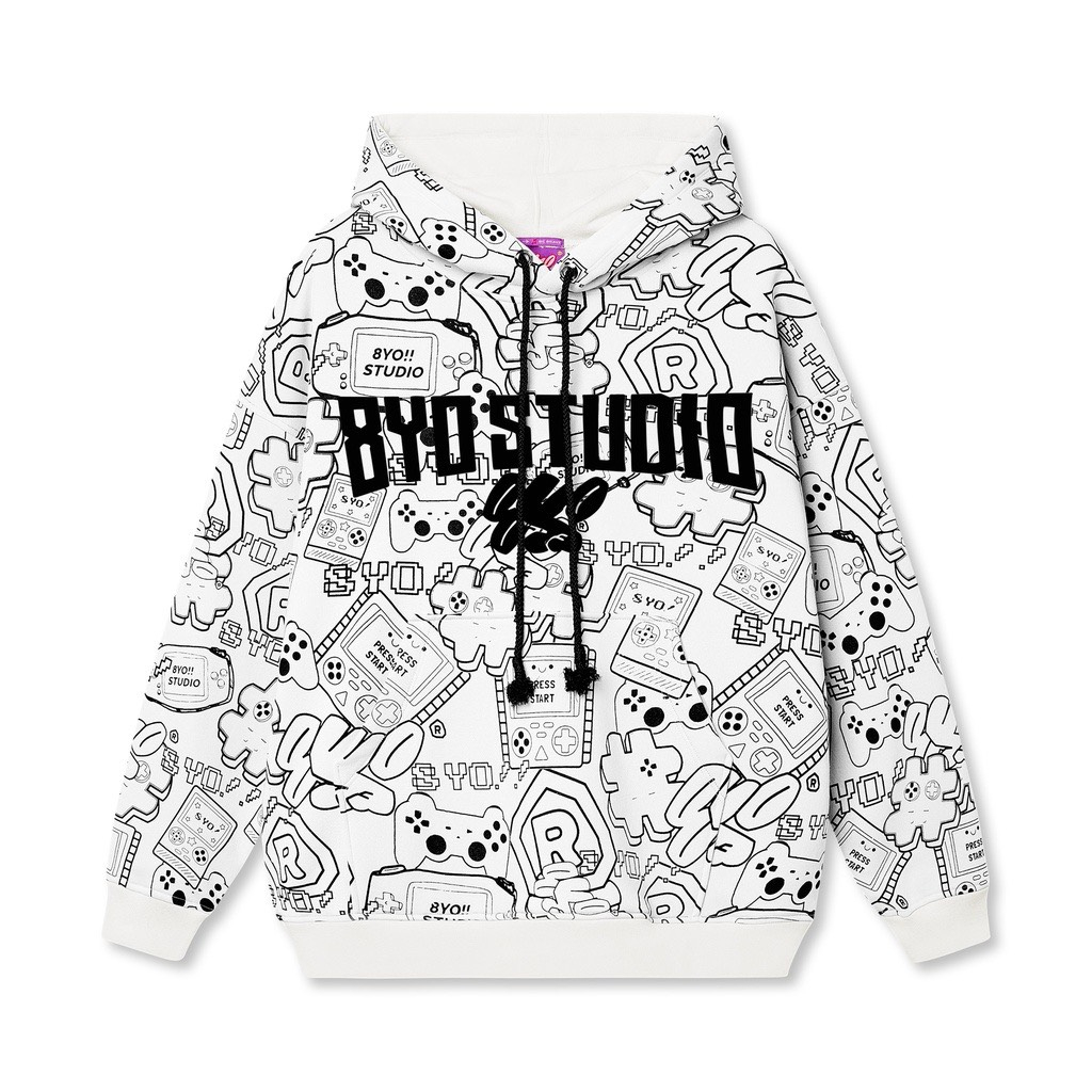 Áo Hoodie 8Y0 Mũ Trùm 2 Lớp Form Rộng Unisex in Hình Nỉ Trần Bông Cotton | BigBuy360 - bigbuy360.vn