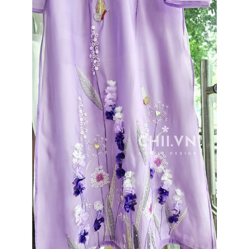 Áo Dài Cách Tân Vai Bồng Đính Kết Cao Cấp