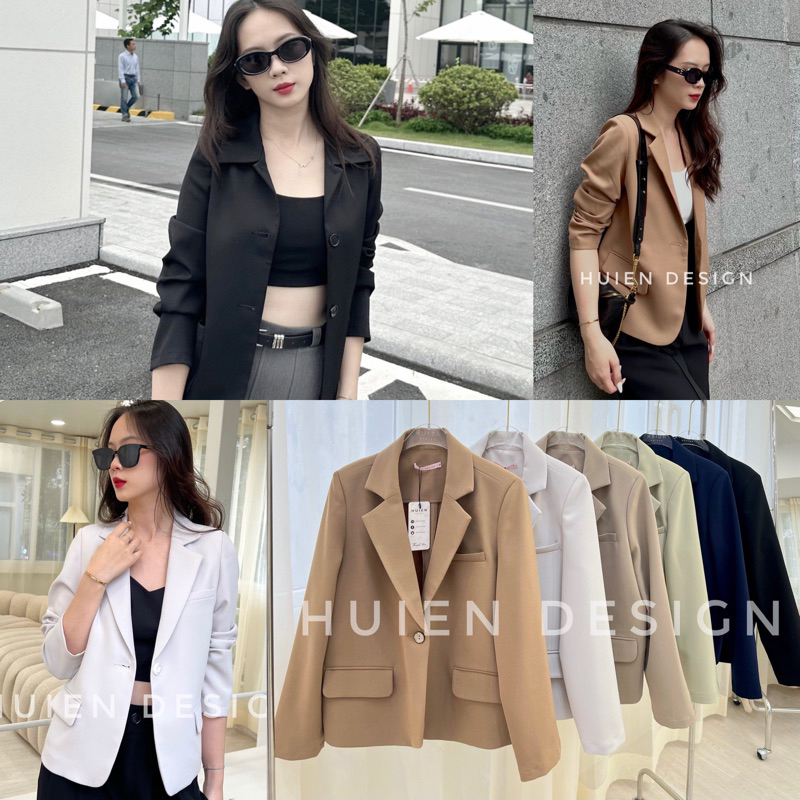 Áo blazer nữ 1 lớp dáng lỡ tay dài Huien Design thời trang công sở trẻ trung, áo vest nữ Hàn Quốc màu sắc | BigBuy360 - bigbuy360.vn