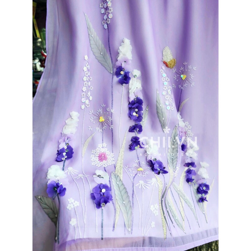 Áo Dài Cách Tân Vai Bồng Đính Kết Cao Cấp