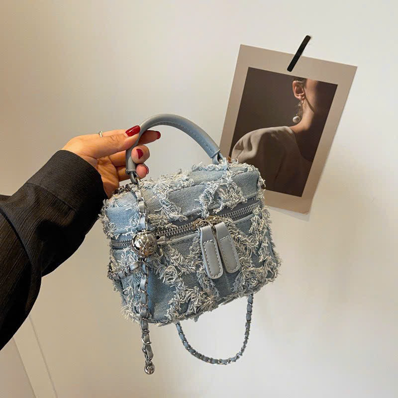 Túi mini, túi đeo chéo cầm tay vải bò hoạ tiết quả quả chuông , thời trang nữ