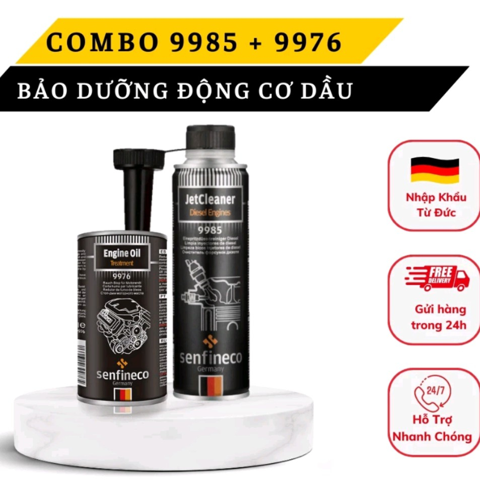 COMBO Bảo Dưỡng Ô TÔ Máy Dầu Diesel Vệ Sinh Kim Phun-Phụ Gia Nhớt Senfineco 9985 +9976