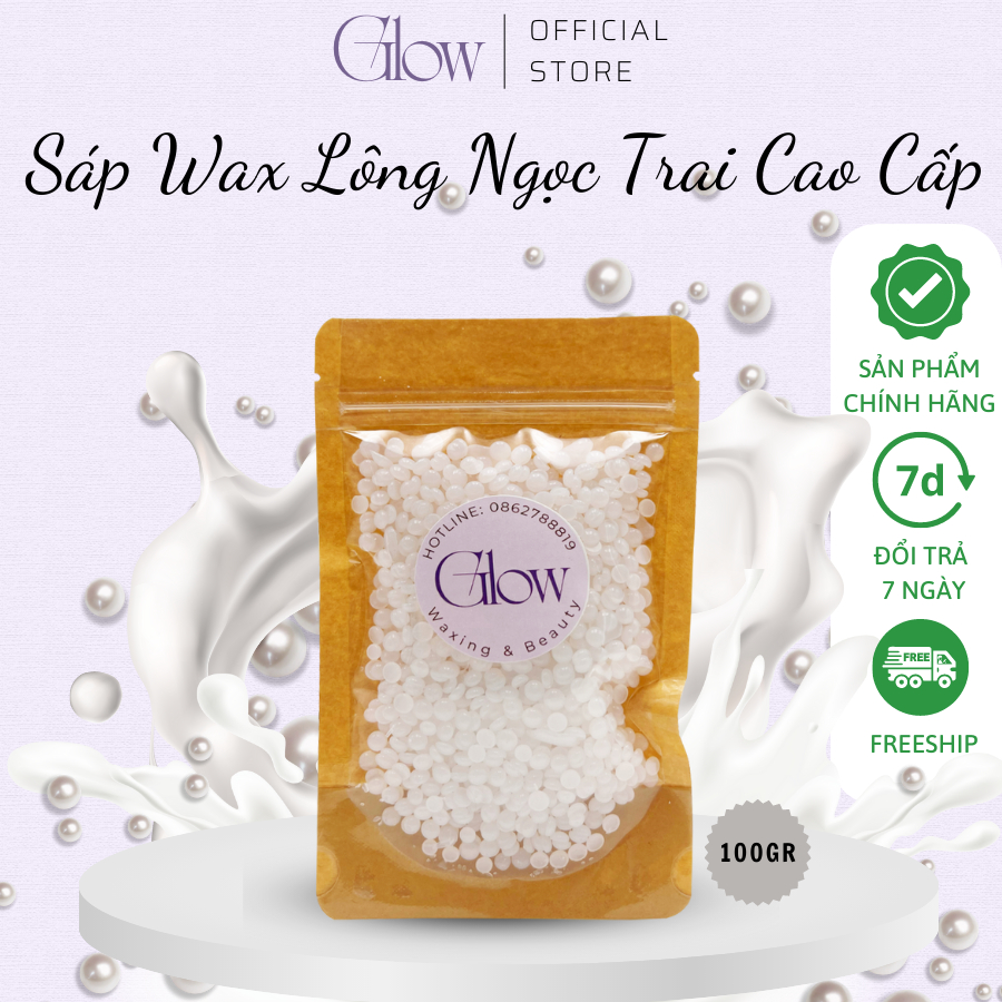 Sáp Wax Lông Ngọc Trai Siêu Bám Lông Dùng Được Cho Da Nhạy Cảm GLOW WAXING Tặng Kèm Que Gỗ Phết Sáp Wax Lông