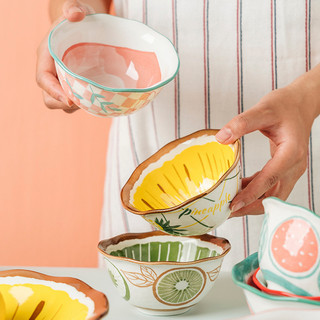 Chén Bát sứ Decor họa tiết trái cây cho bé ăn dặm, Chén Bát ăn cơm Dễ Thương