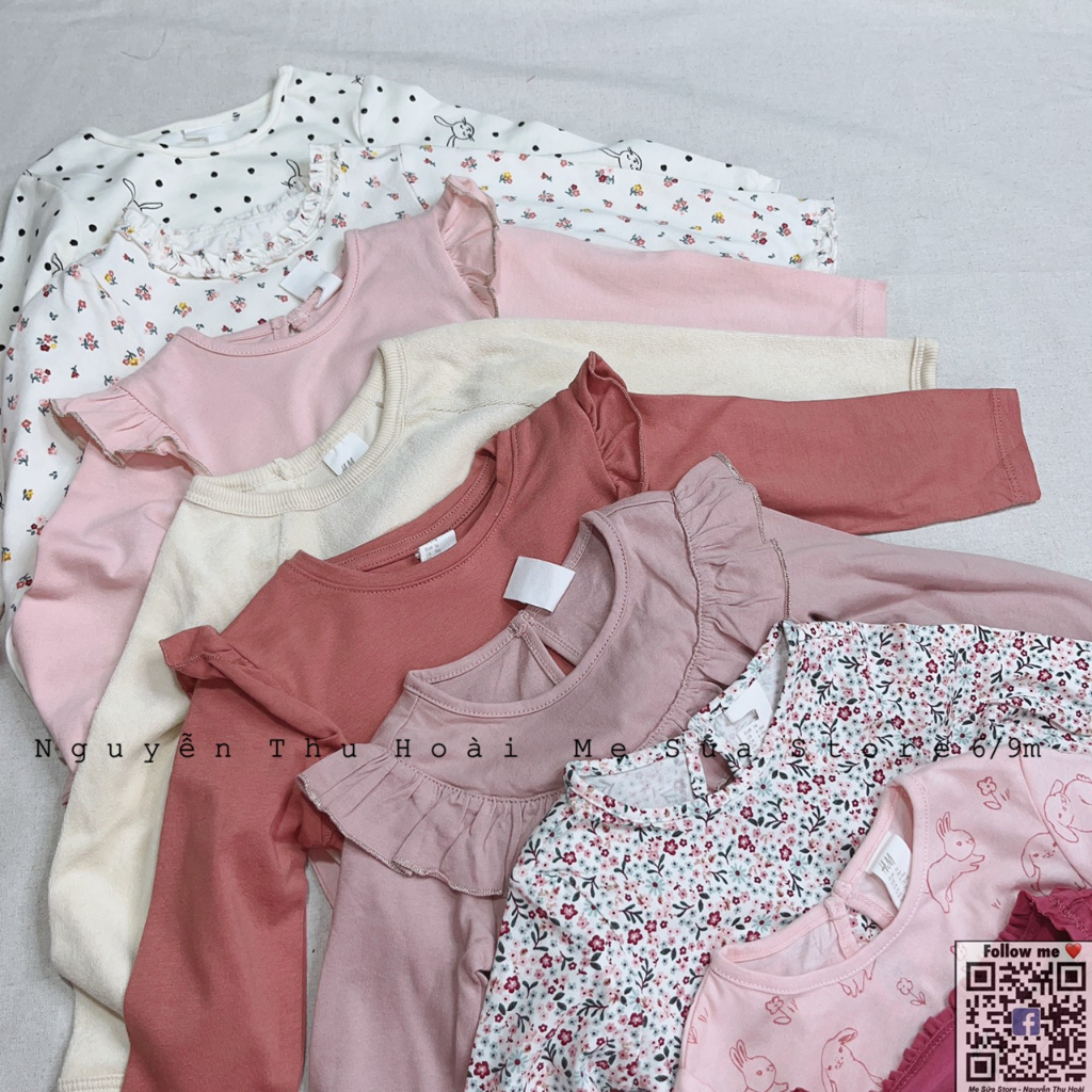 Áo thun cotton HM dài tay,áo thu đông hiệu HM dư xịn cho bé