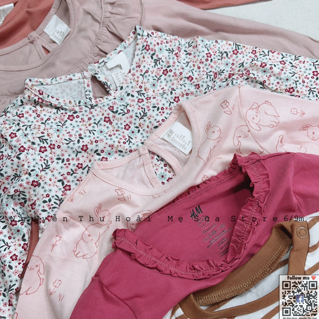 Áo thun cotton HM dài tay,áo thu đông hiệu HM dư xịn cho bé