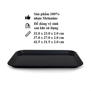 Khay phục vụ chữ nhật nhựa Melamine màu đen