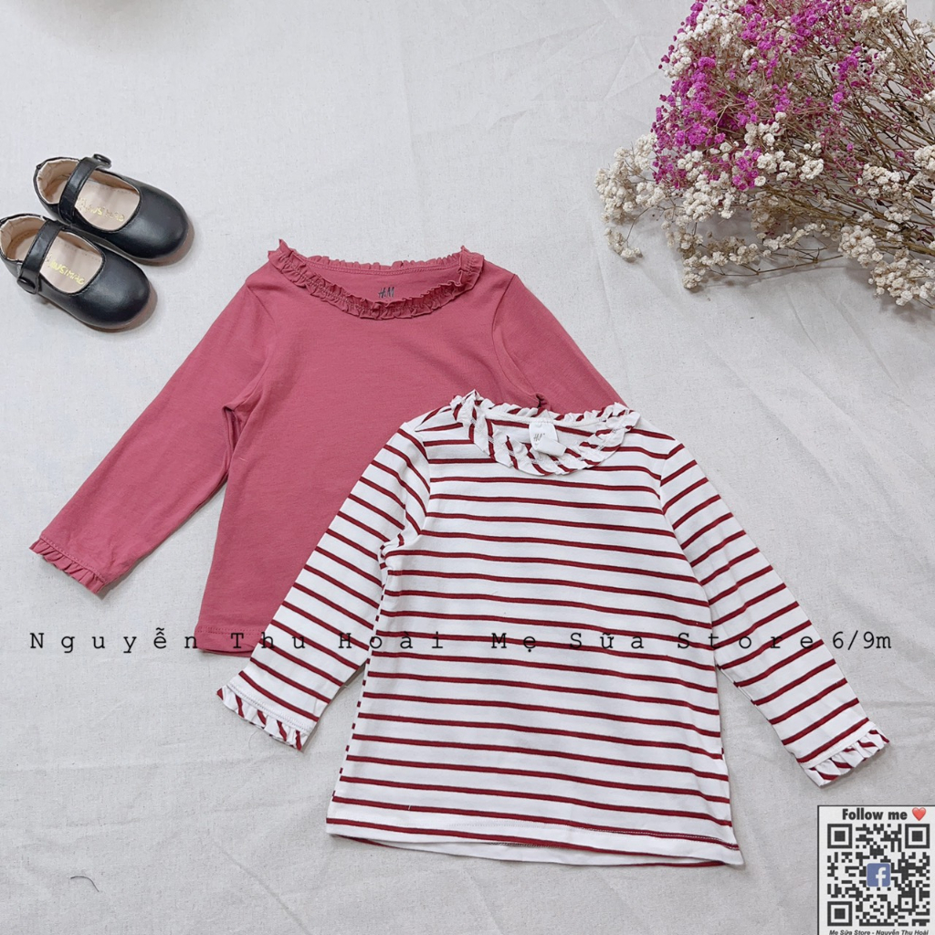 Áo thun cotton HM dài tay,áo thu đông hiệu HM dư xịn cho bé