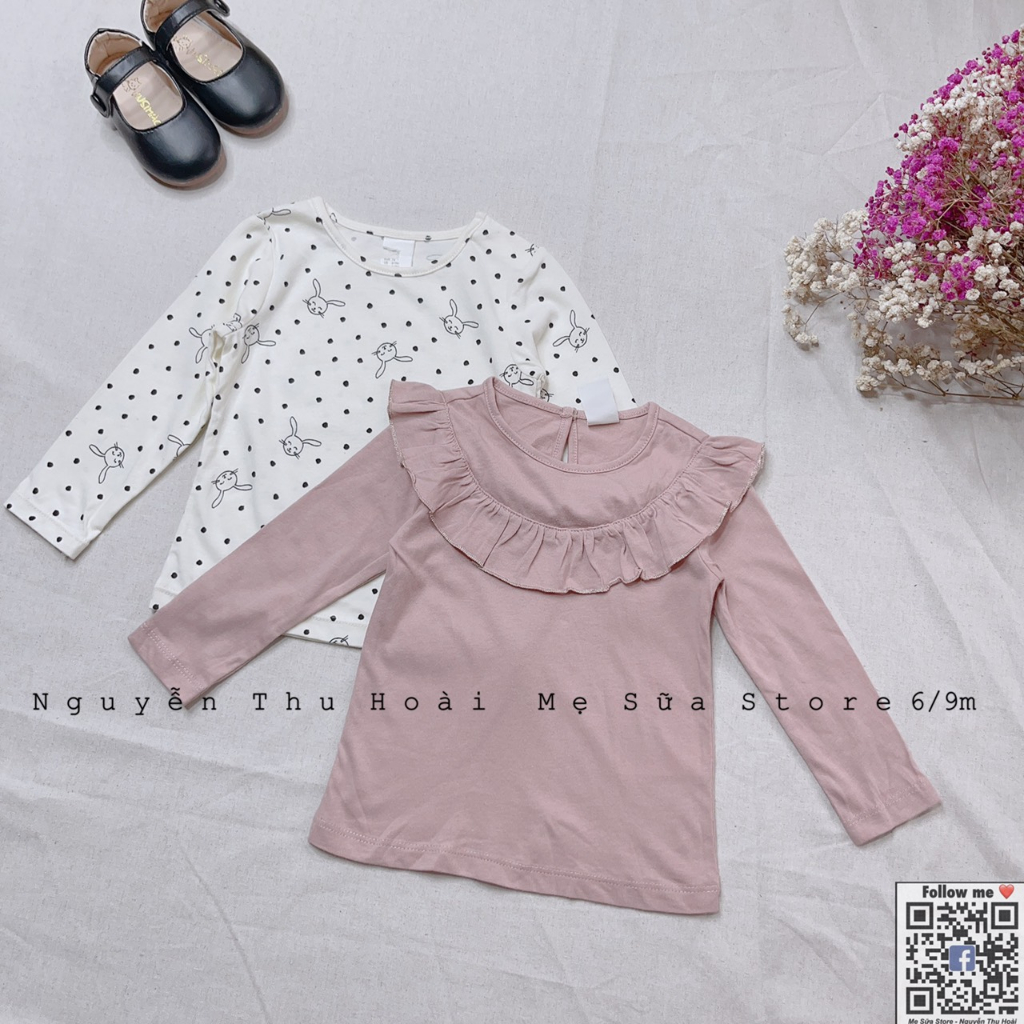 Áo thun cotton HM dài tay,áo thu đông hiệu HM dư xịn cho bé