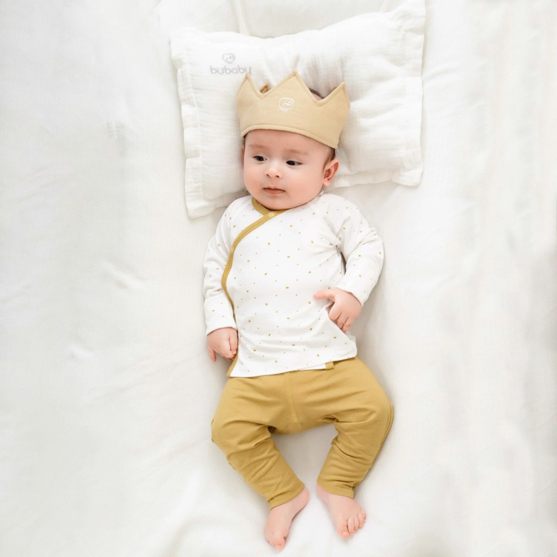 Bubaby Bộ dài tay cài chéo bao tay chân lật Glory - Bambus BBB110807