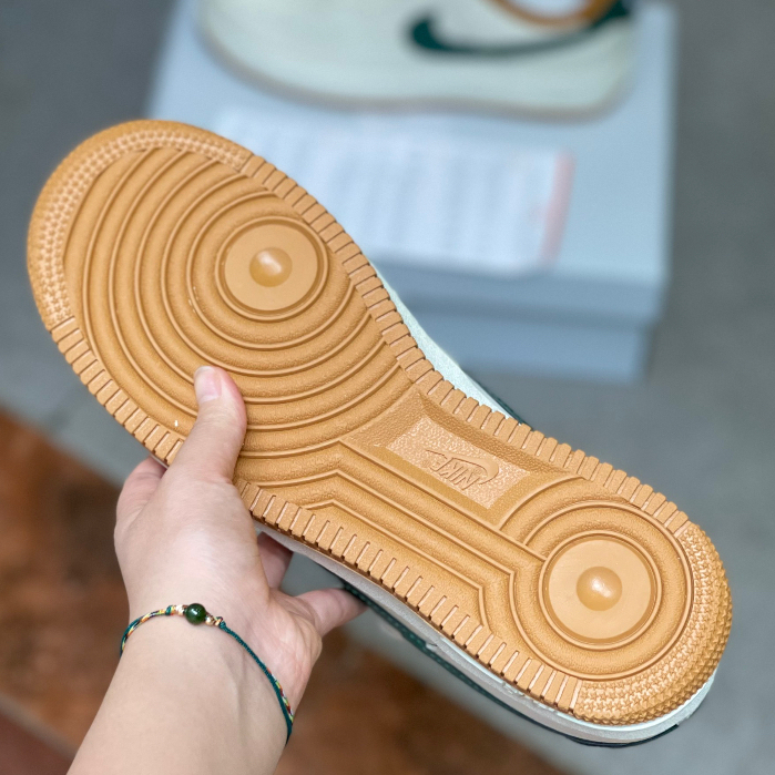 Giày _Nike Air Force 1 Cream White Beige Green Gum  trắng vệt xanh, Giày AF1 đế Air bản S.Cấp full phụ kiện, bill,box