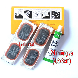 Miếng vá săm xe đạp, xe máy (Hộp bao gồm 1 tuýp keo+ 24 miếng vá)