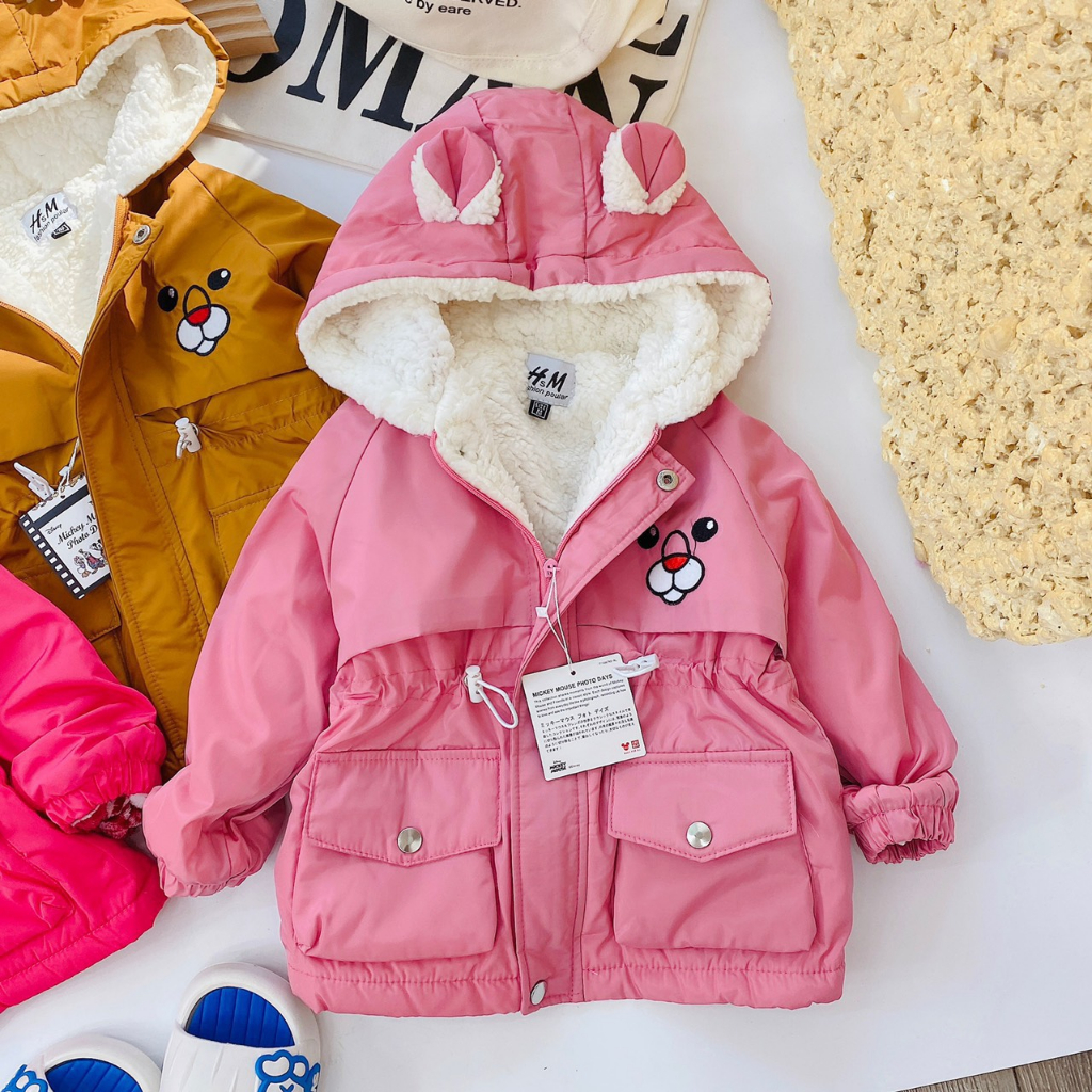 Áo khoác gió cho bé Gái chất liệu vải gió bên trong lót lông hàng QC- Áo khoác bé gái Shop Sam Ú từ 10-25 Kg AKG2