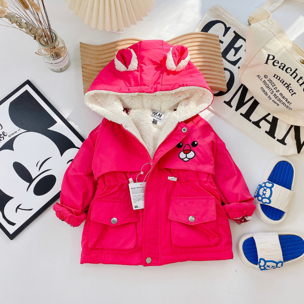 Áo khoác gió cho bé Gái chất liệu vải gió bên trong lót lông hàng QC- Áo khoác bé gái Shop Sam Ú từ 10-25 Kg AKG2