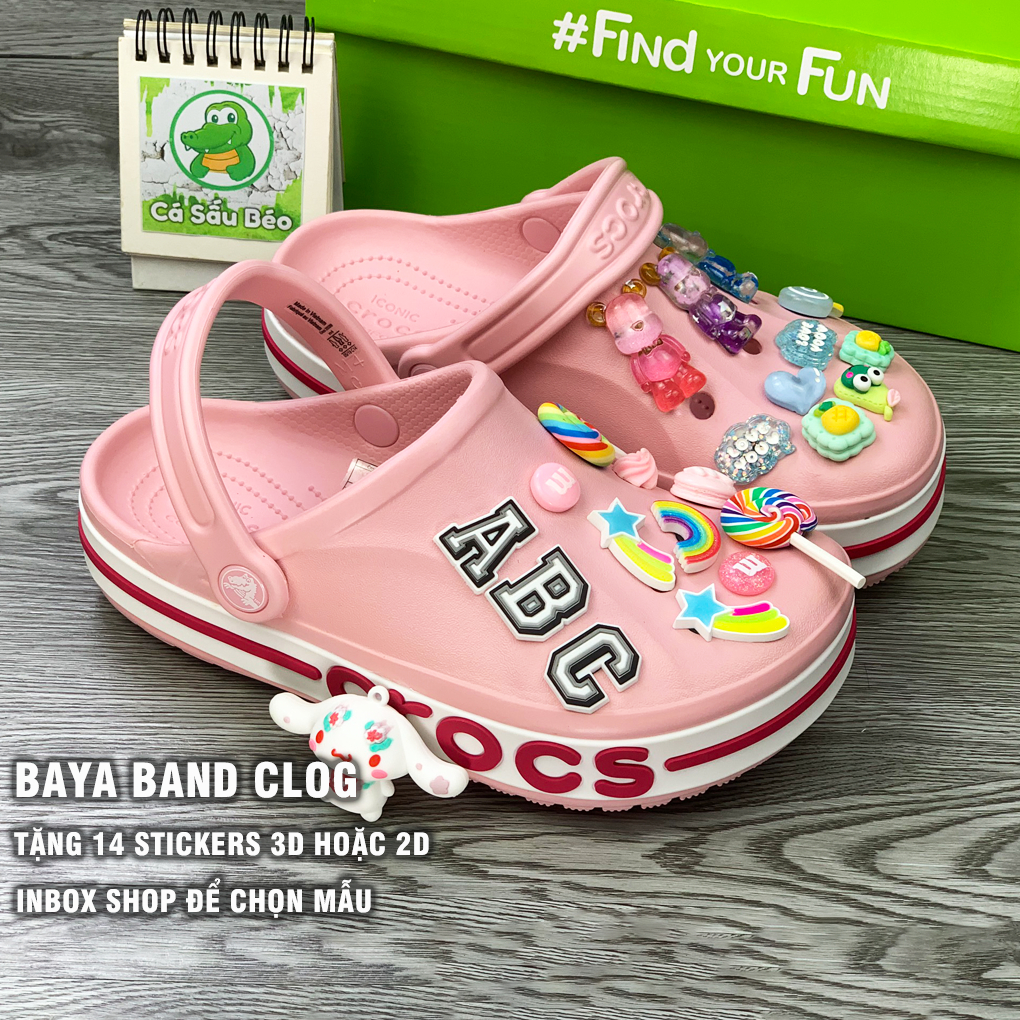 Dép Sục Cross  baya Nam Nữ màu Hồng trắng, Hàng loại 1, tặng kèm 12 stickers , freeship