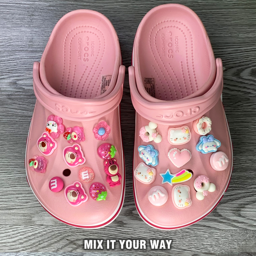 Dép Sục Cross  baya Nam Nữ màu Hồng trắng, Hàng loại 1, tặng kèm 12 stickers , freeship