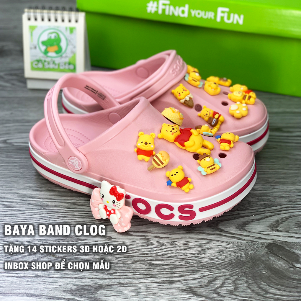 Dép Sục Cross  baya Nam Nữ màu Hồng trắng, Hàng loại 1, tặng kèm 12 stickers , freeship