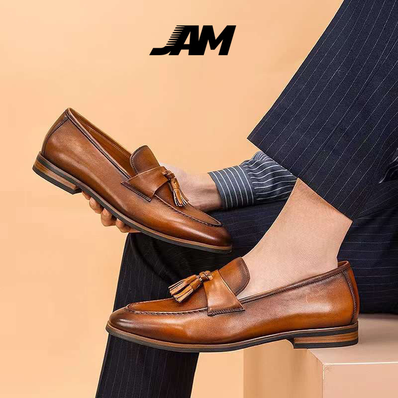 Giày da nam loadfer shoes dáng giày lười BL021-15  thương hiệu JAM  Da Bò nhập khẩu Italia - Hộp sang trọng