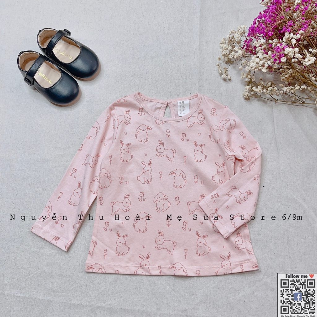 Áo thun cotton HM dài tay, Áo thu đông hiệu HM dư xịn cho bé