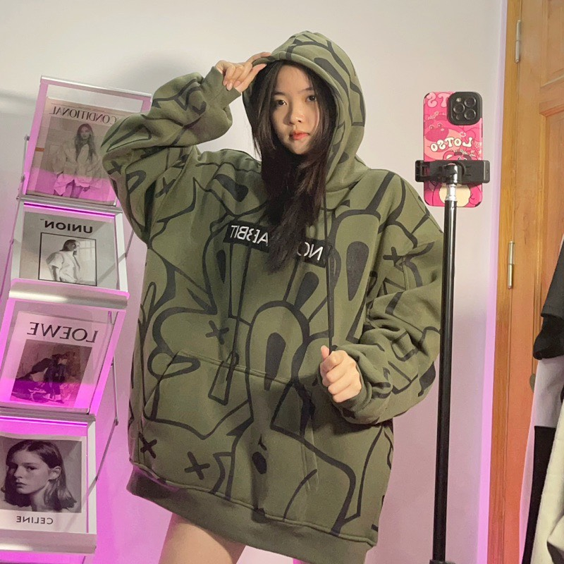 Áo HOODIE NOT RABBIT Mũ Trùm 2 Lớp Chất Liệu Nỉ Bông Cao Cấp , Áo Khoác Nam Nữ Localbrand