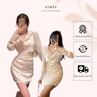 Váy/Đầm nữ xếp ly eo công sở Aimee màu kem beige