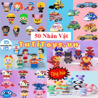 (MUA 4 TẶNG BÚA) Mô Hình Lắp Ráp nhân vật 3D mini One Piece, Đảo Hải Tặc, Gấu Bear Brick, Doremon, siêu nhân, Oto mini