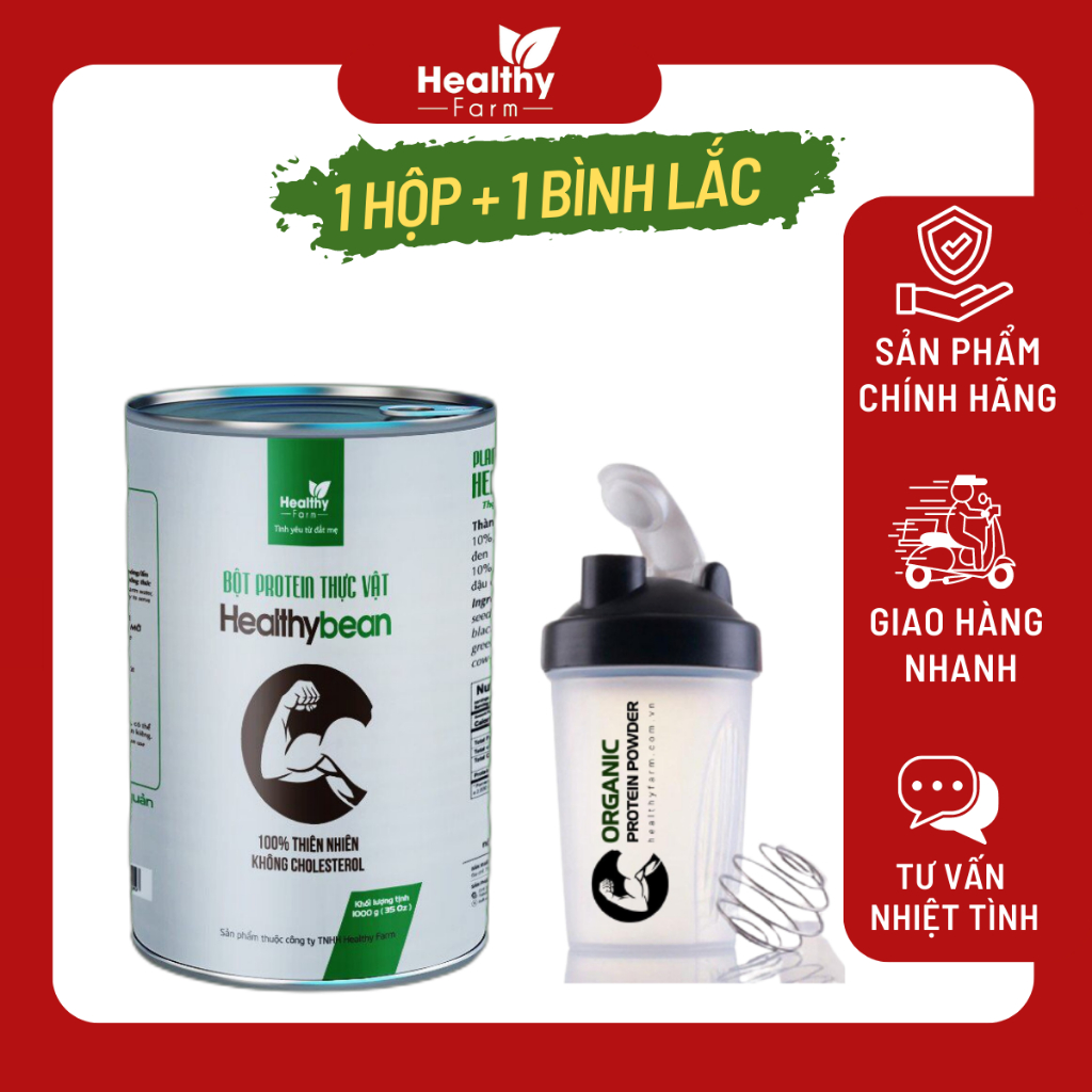 Bột Protein Thực vật Combo 1 Hộp + 1 Bình Lắc Shaker