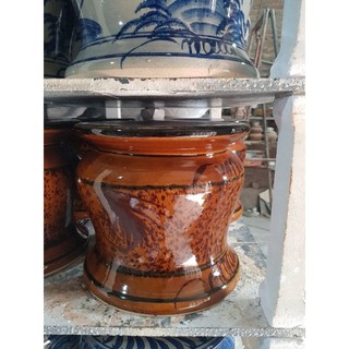 Đôn vẽ sơn thủy, đôn màu nâu da lươn giả cổ đôn kệ kê chậu và đồ dùng, gốm sứ Bát tràng, đôn sứ