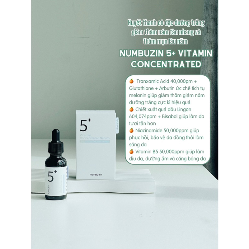 Tinh chất dưỡng trắng da giảm thâm mụn thâm nám số 5 NUMBUZIN NO.5 Vitamin Concentrated
