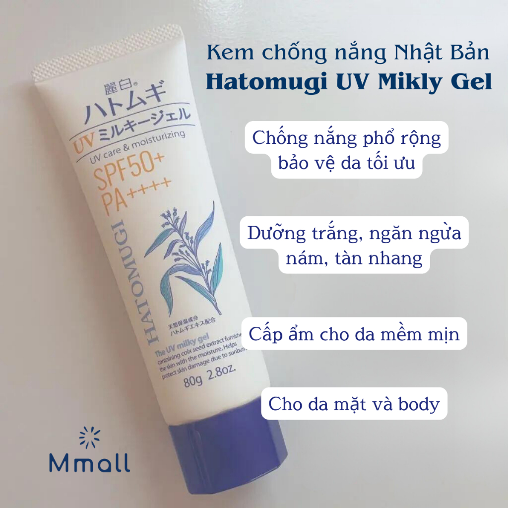 Kem chống nắng Hatomugi nâng tone da dầu mụn da khô chống nắng phổ rộng da mặt và body Nhật Bản chính hãng | Mmall.vn