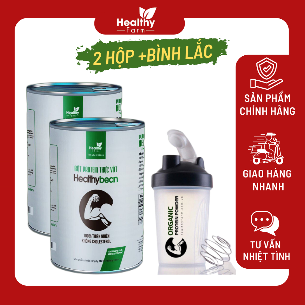 Bột protein thực vật healthy bean hỗ trợ tăng cơ, tăng cân hộp 1kg 33 lần dùng