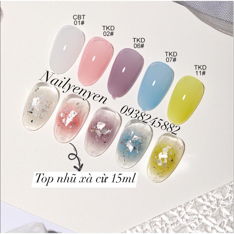 Sơn gel top nhũ xà cừ kim tuyến 15ml