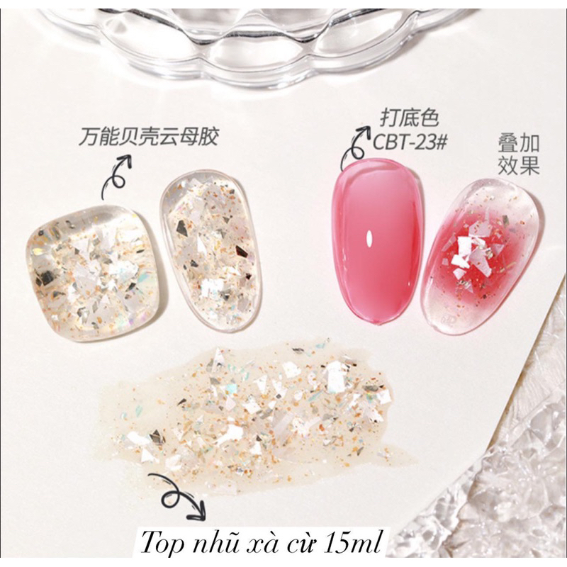 Sơn gel top nhũ xà cừ kim tuyến 15ml
