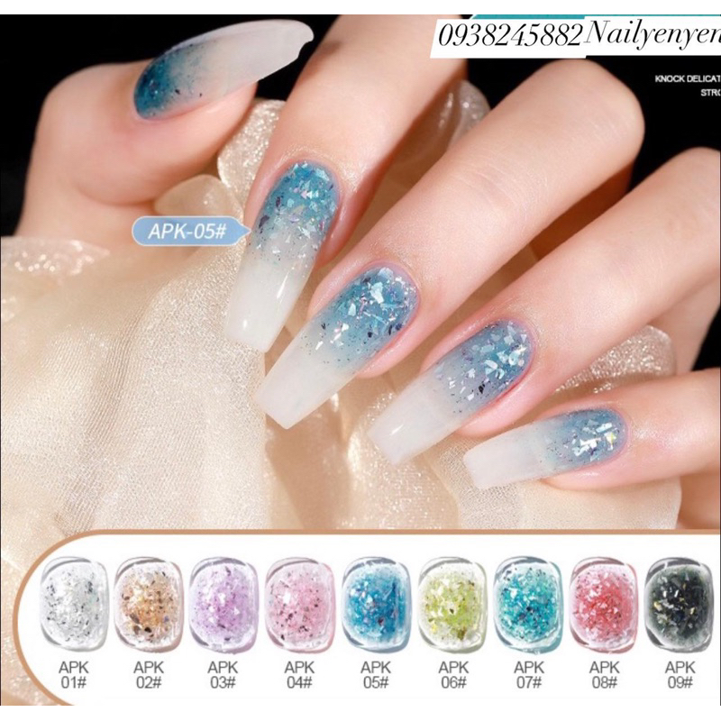 Sơn gel màu xà cừ APK - AS chai vuông 15ml