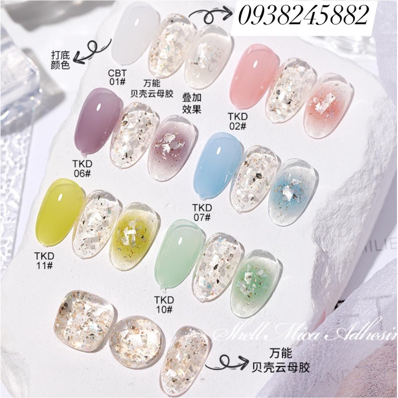 Sơn gel top nhũ xà cừ kim tuyến 15ml