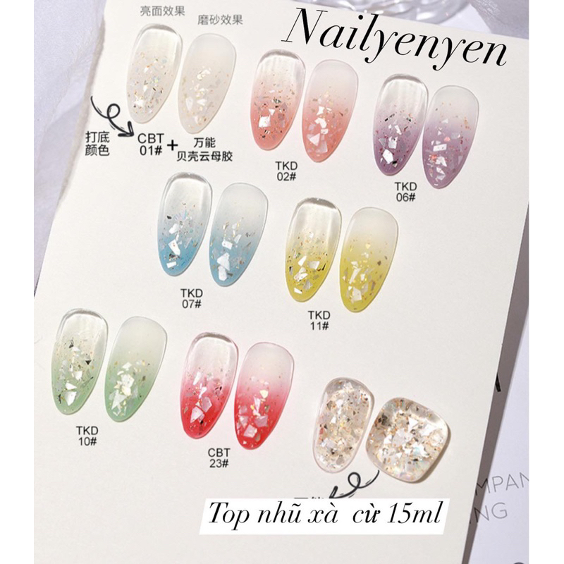Sơn gel top nhũ xà cừ kim tuyến 15ml