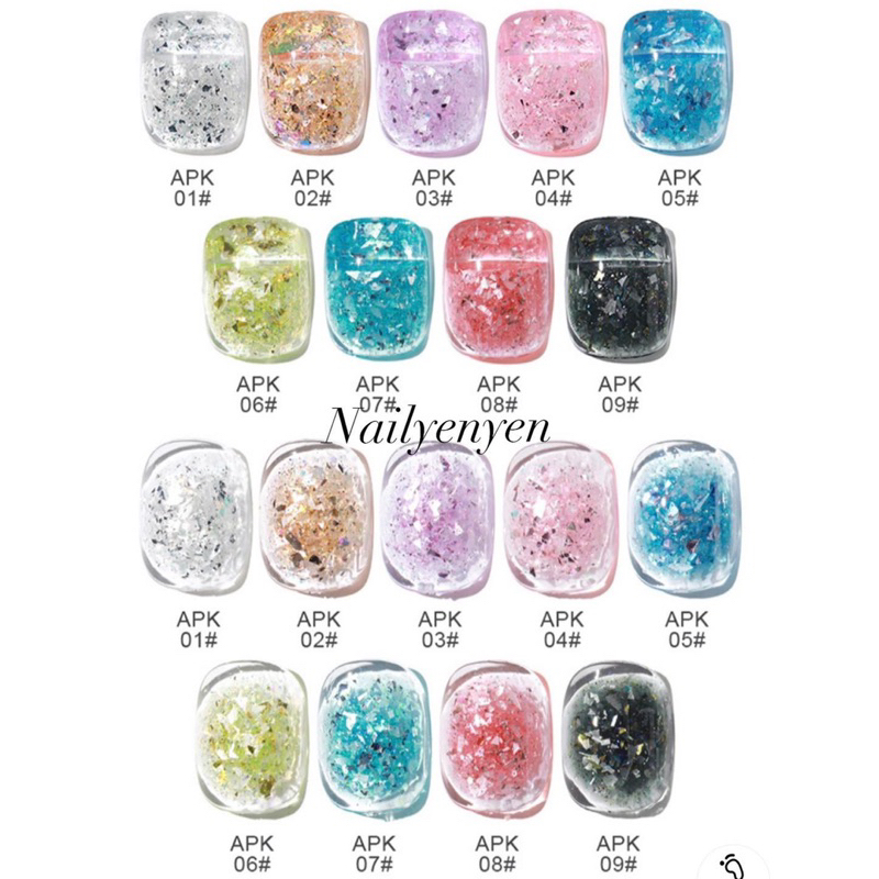 Sơn gel màu xà cừ APK - AS chai vuông 15ml