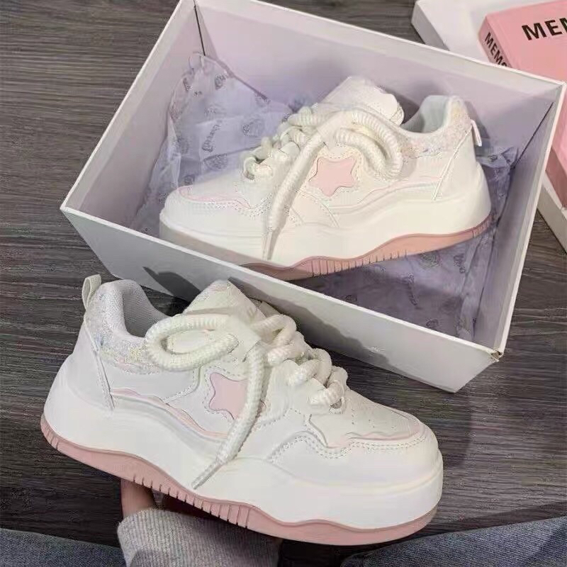 Giày thể thao nữ đế độn gắn hình ngôi sao cao cấp hàng qc