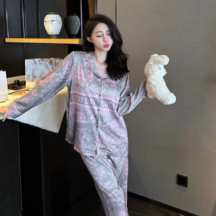 Bộ Lụa Mặc Nhà Đồ Pijama Nữ Tay Dài Chất Lụa Cao Cấp Mát Mềm Mịn ELSA PIJAMA