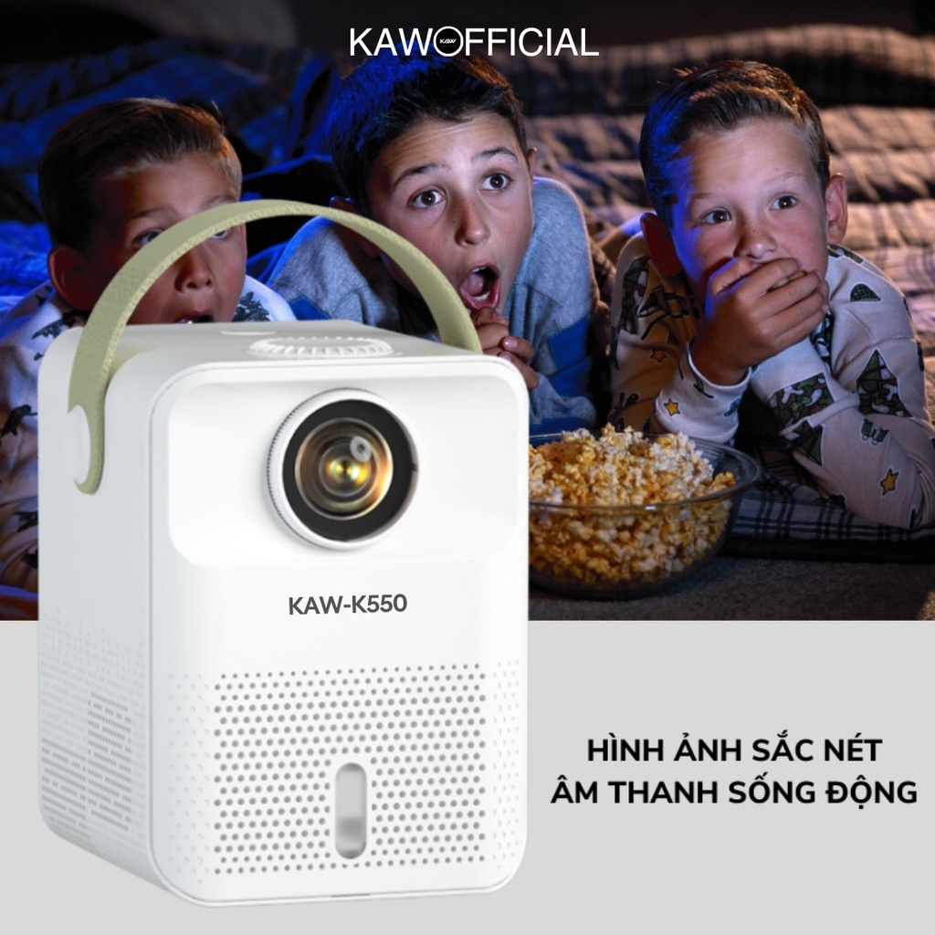 Máy chiếu mini KAW K550 Plus siêu nét, Kết nối wifi, bluetooth, dễ dàng kết nối điện thoại, máy tính