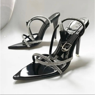 Giày sandal quai đính đá, giày quai hậu nữ 10cm siêu HOTTREND