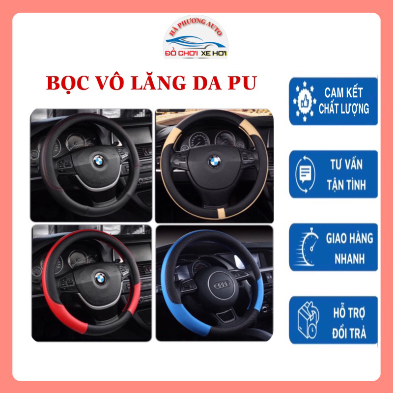 Bọc vô lăng tay lái ô tô xe hơi da PU cao cấp giá rẻ cho xe Honda, Toyota, Mazda, Hyundai, Kia, Chevrolet, Ford...