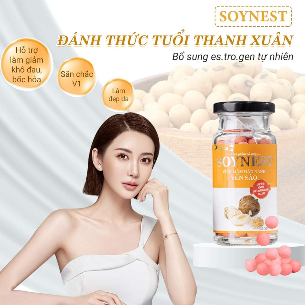Viên Mầm Đậu Nành Yến Sào Soynest - Tăng Vòng 1 - 100g