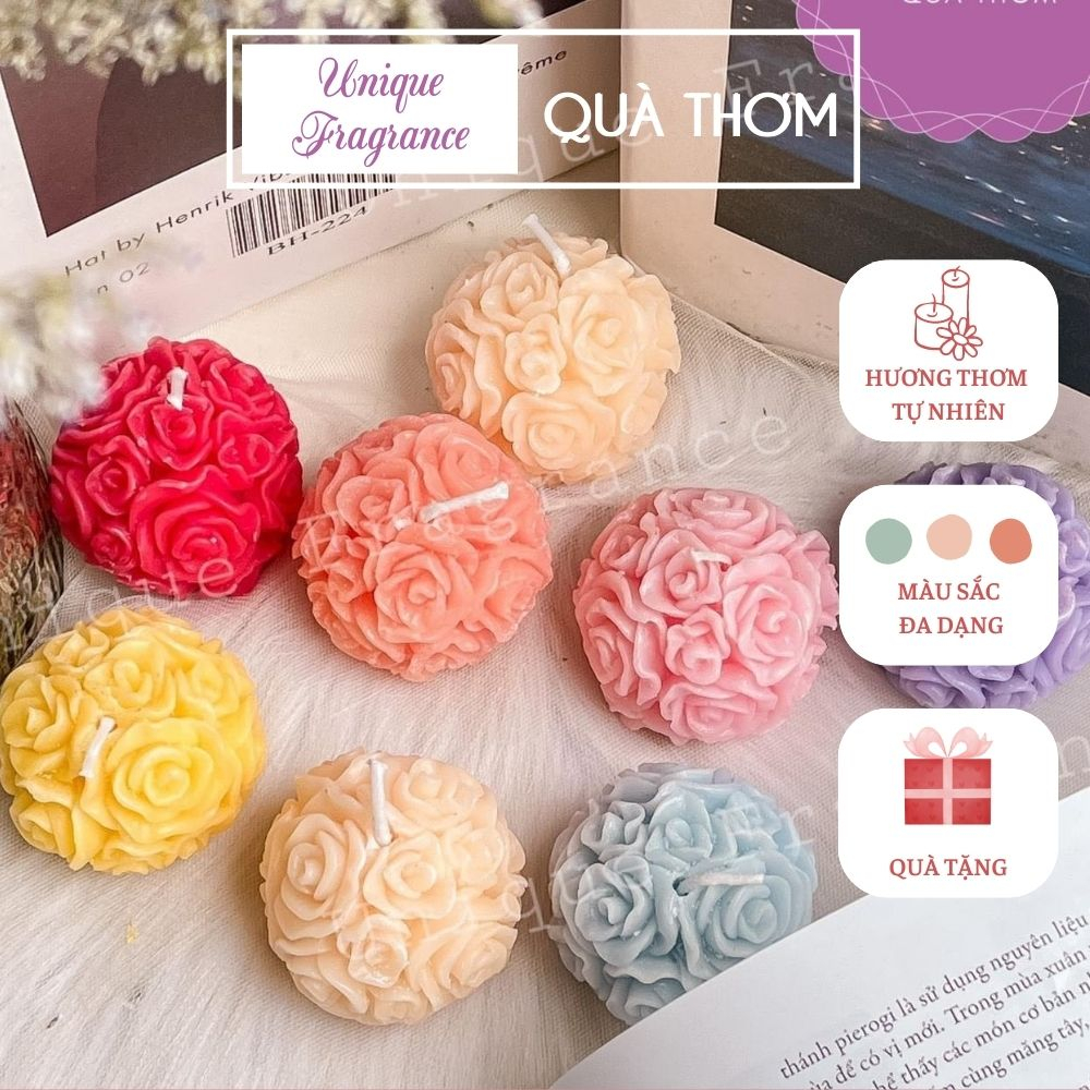 Nến thơm - nến hoa hồng - Hương tinh dầu thành phần tự nhiên - UNIQUE FRAGRANCE