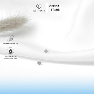 Khuyên Tai Bạc Blue Peach Đá Viền KT369